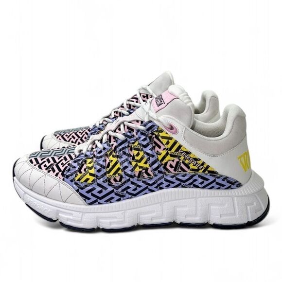 VERSACE Men's Trigreca White Platform Multicolor Monogram Sneakers Size … - Picture 10 of 14